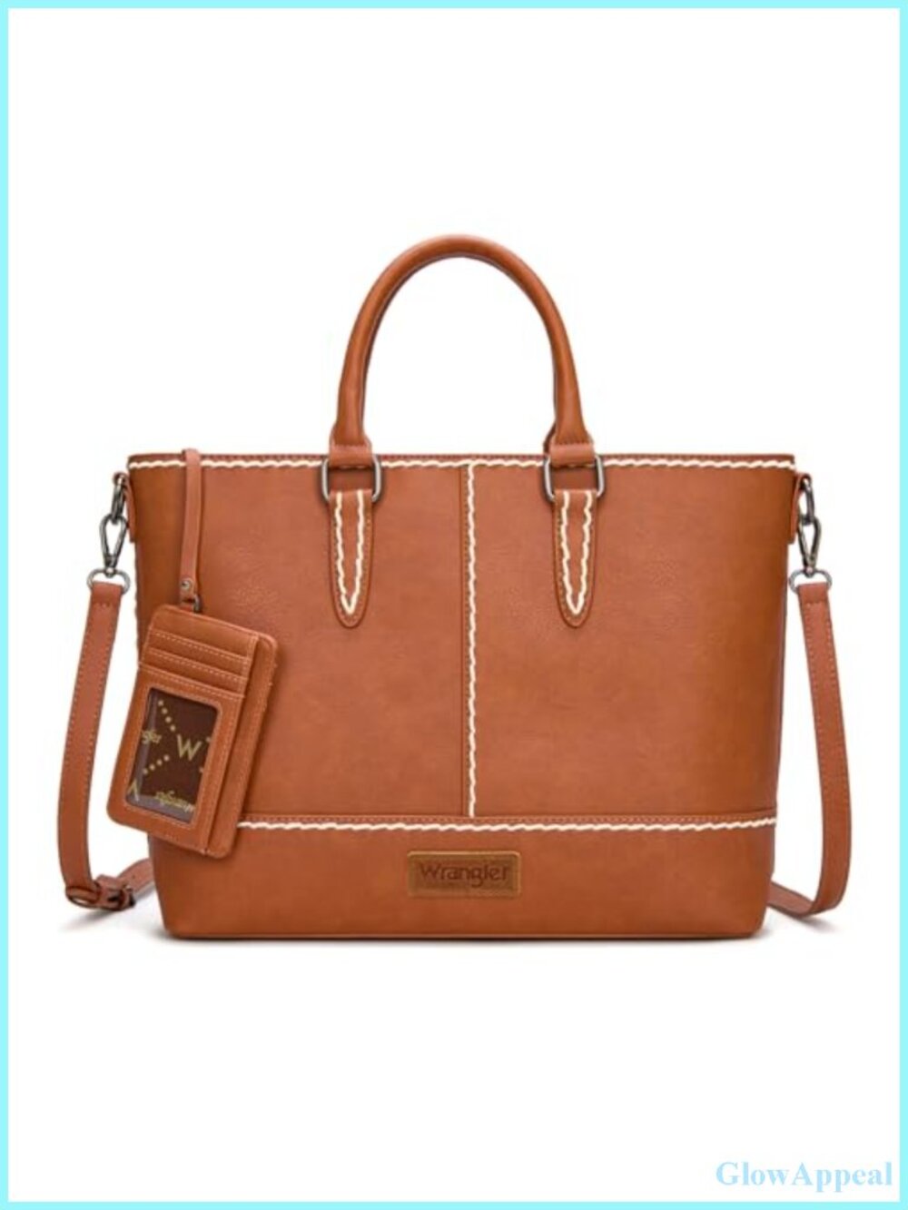 Faux Leather Tote Bag for Women with Removable Card Holder, 3 Compartments,